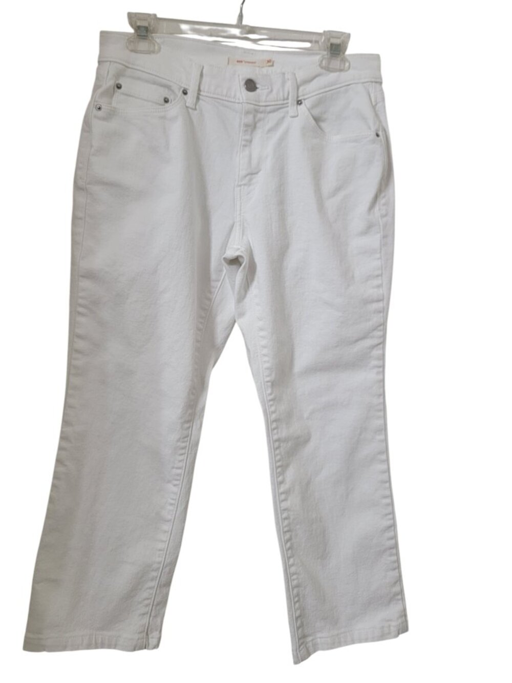Levi's Size 30 White 505 Straight Leg Jeans - HEMMED